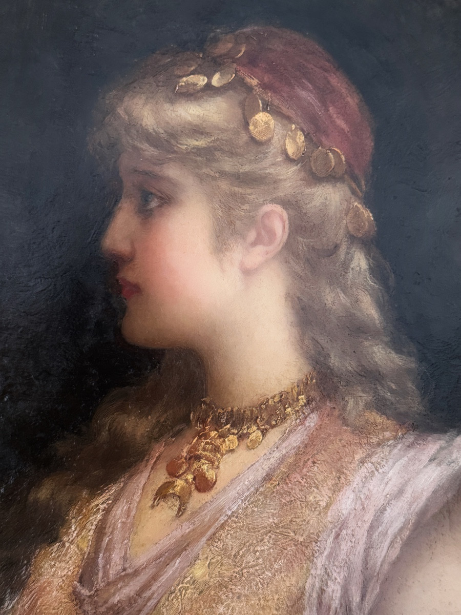 Portrait orientaliste d'une femme, Émile Eisman-Semenowsky (franco-polonais) (1857-1911)-photo-1