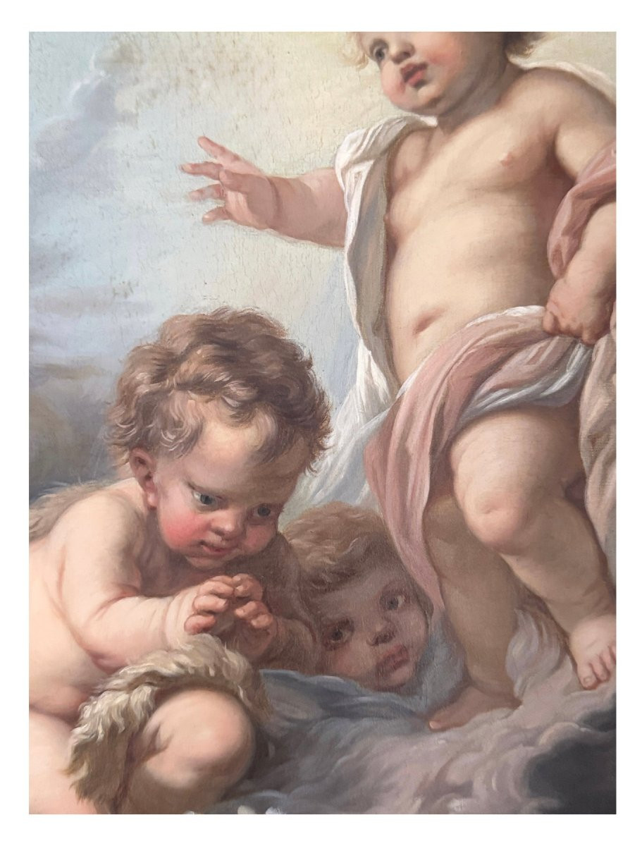 Baby Jesus, Infant St John And Cherubs, Leopoldo Dumini (1825-1908)-photo-6