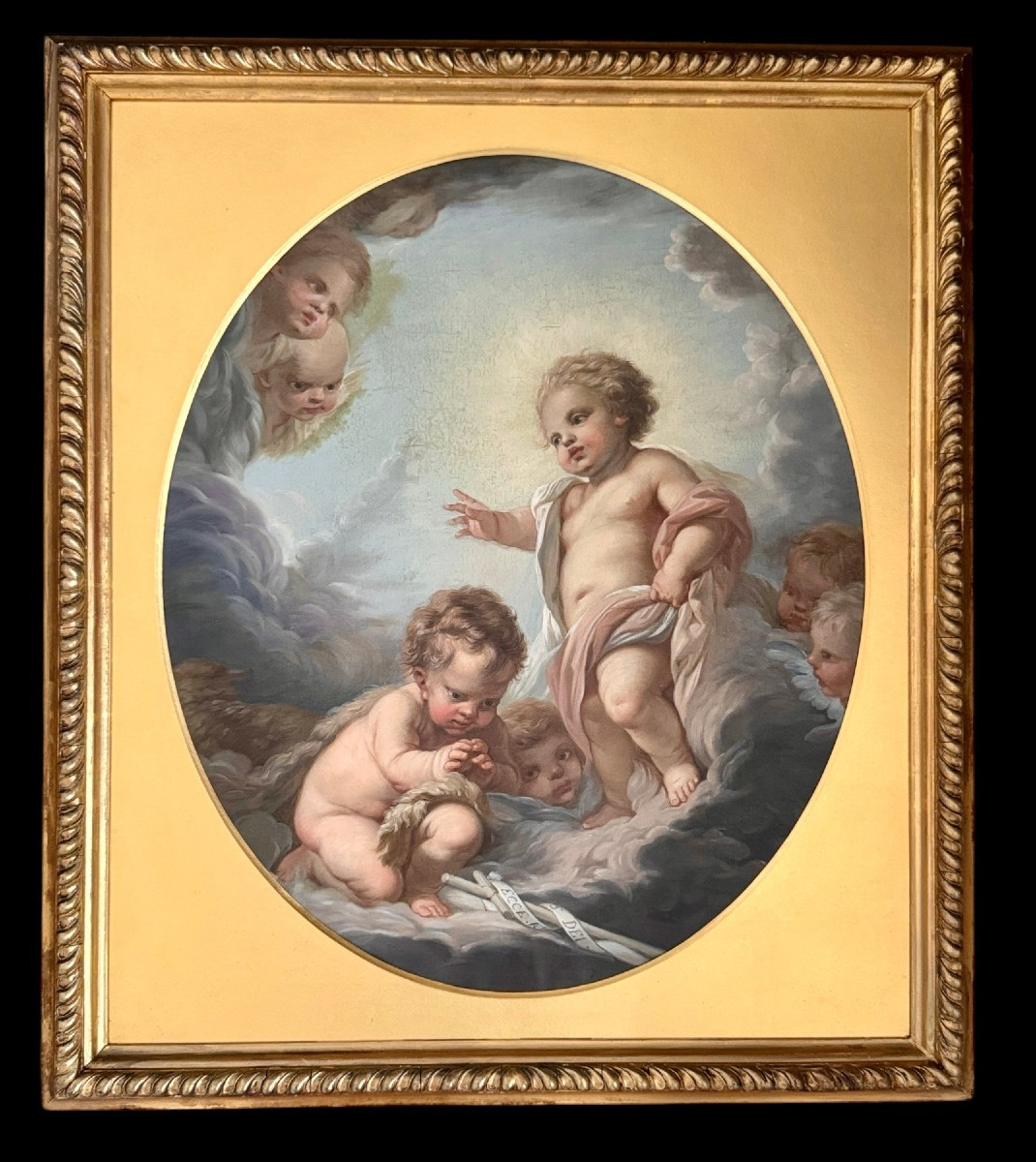 L'Enfant Jésus, l'Enfant Saint Jean et les Chérubins, Leopoldo Dumini (1825-1908)
