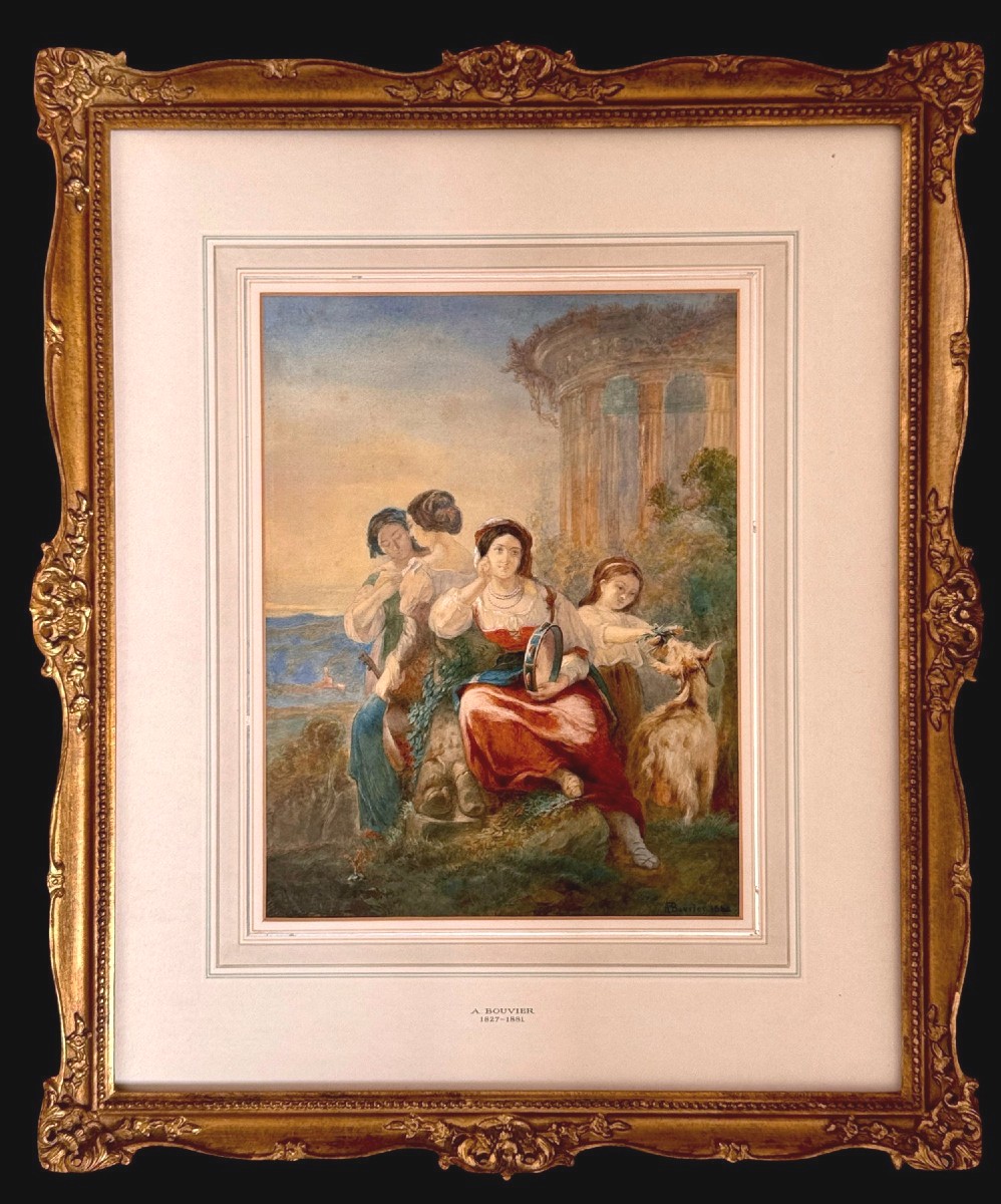 A Pastoral Gathering Of Maidens, Augustus Jules Bouvier (1800-1867)