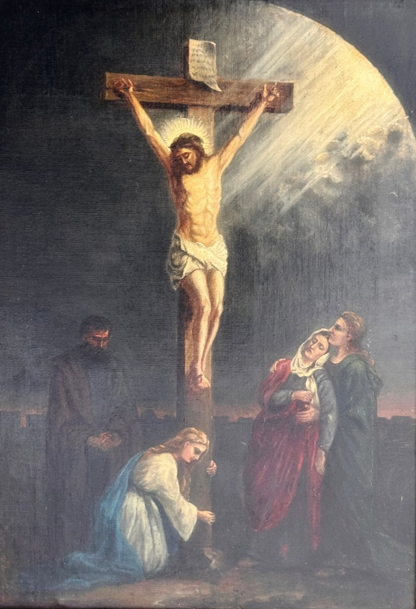 La Crucifixion,  École italienne du XVIIe siècle (XIXe siècle)-photo-2
