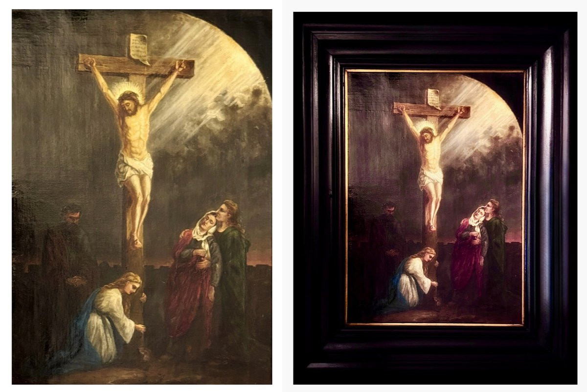 La Crucifixion,  École italienne du XVIIe siècle (XIXe siècle)-photo-3