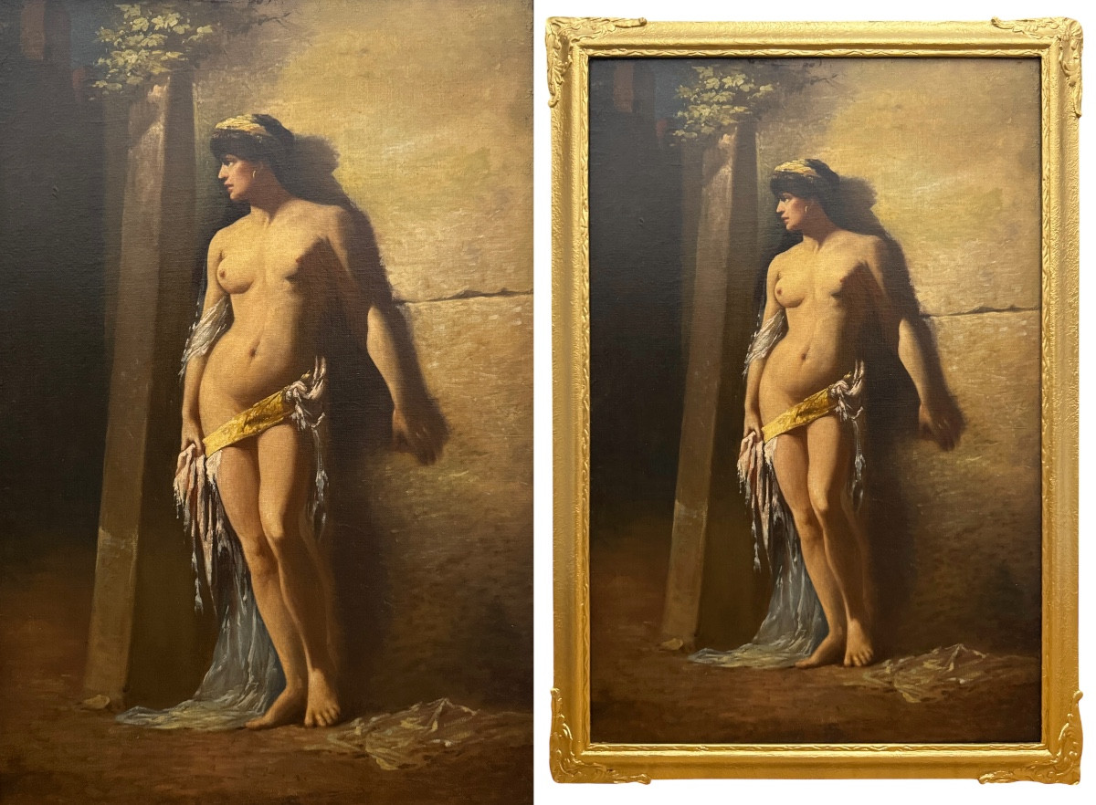 Portrait Orientaliste d'un Nu en Pied du XIXe Siècle,  Entourage de Fabio Fabbi (1861-1946)-photo-2