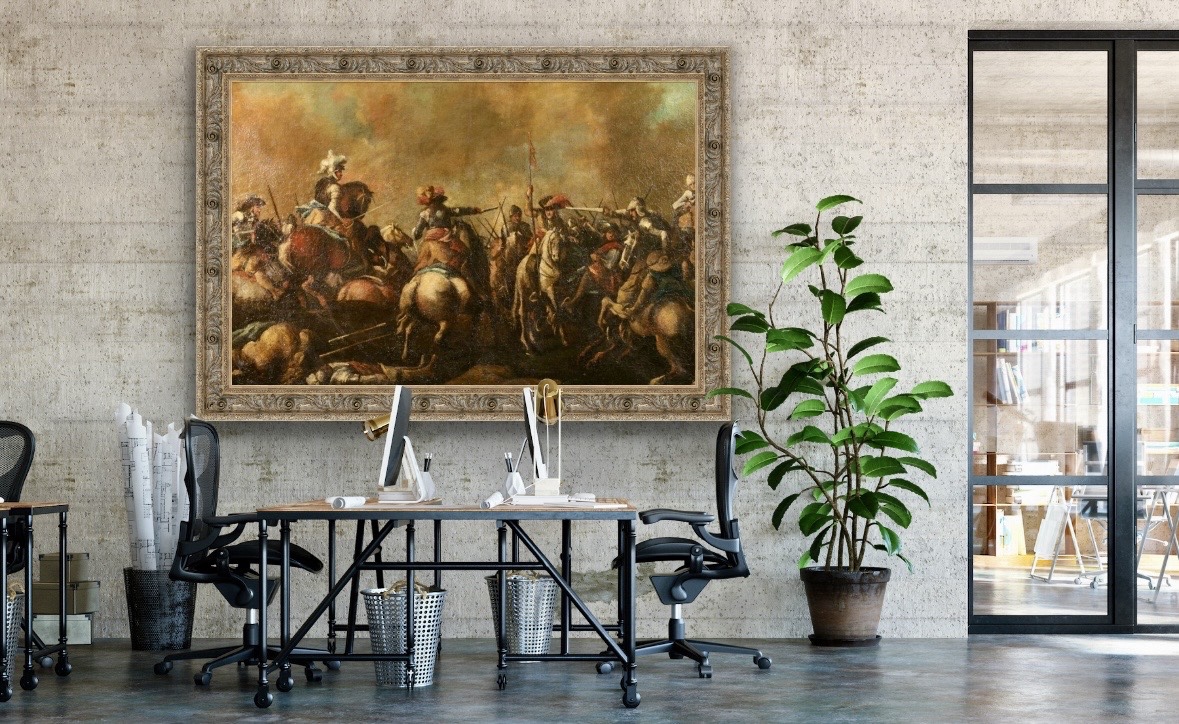 17th Century Cavalry Battle Scene, Manner Of Pandolofo Reschi (1643-1699)-photo-6