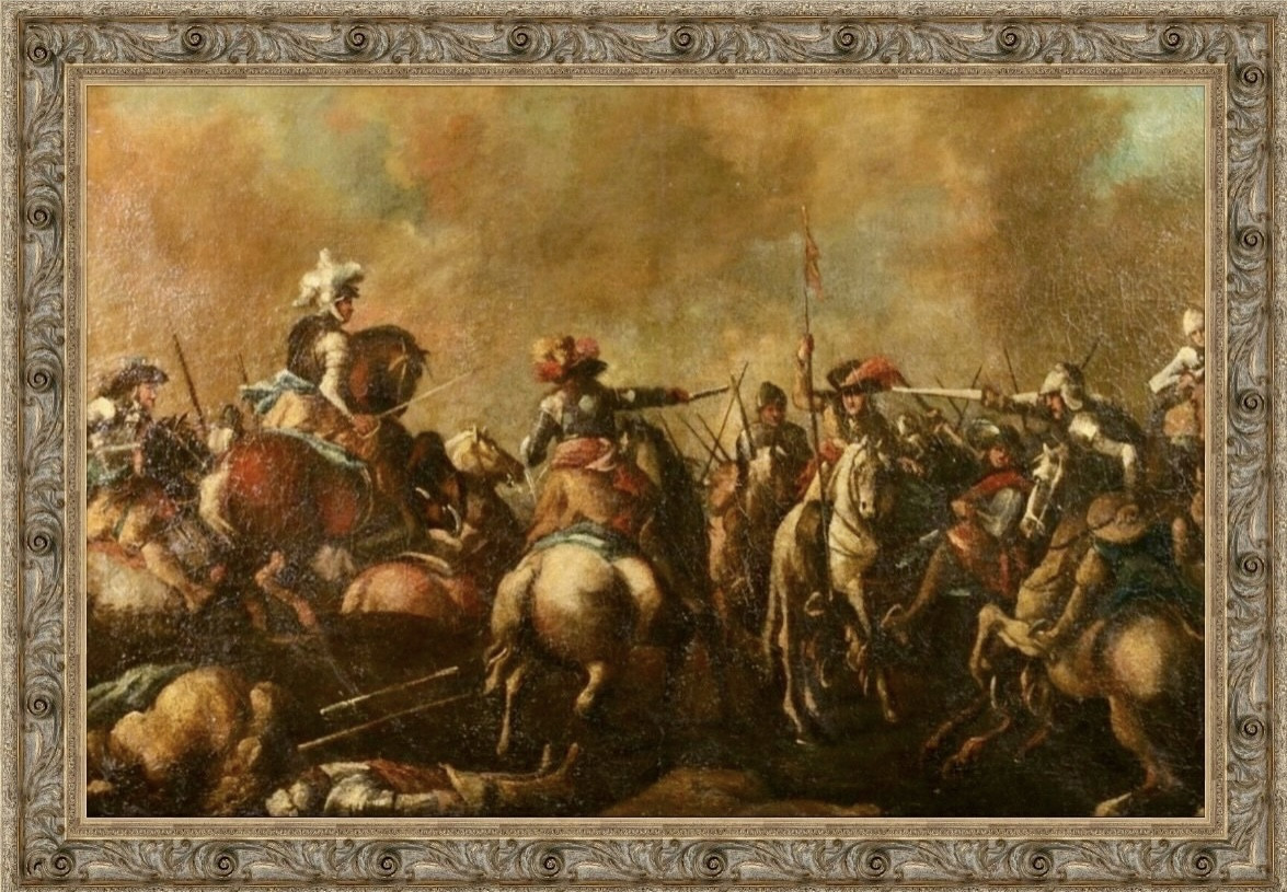 17th Century Cavalry Battle Scene, Manner Of Pandolofo Reschi (1643-1699)