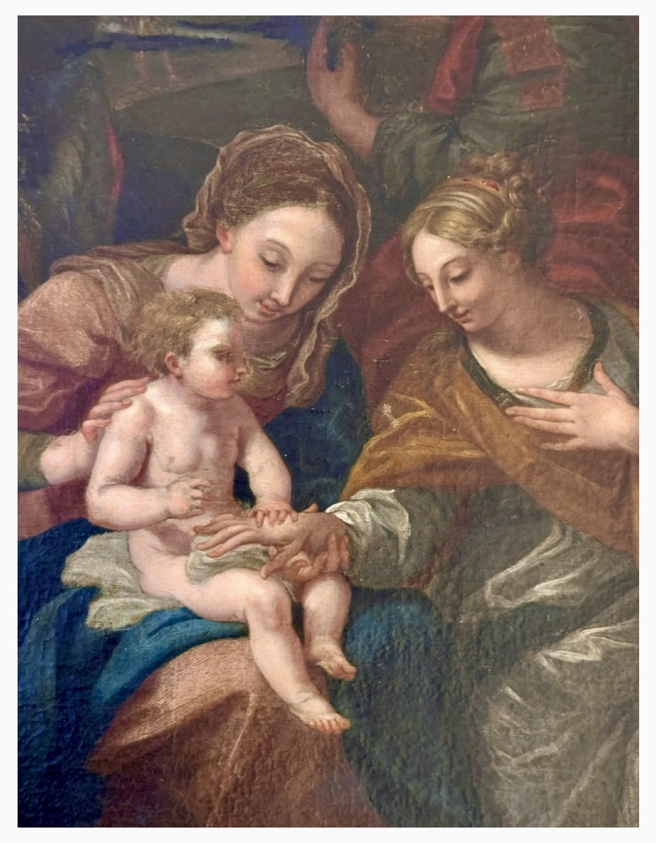 Le Mariage mystique de sainte Catherine,  École de Carlo Maratta (1625 - 1713)-photo-4