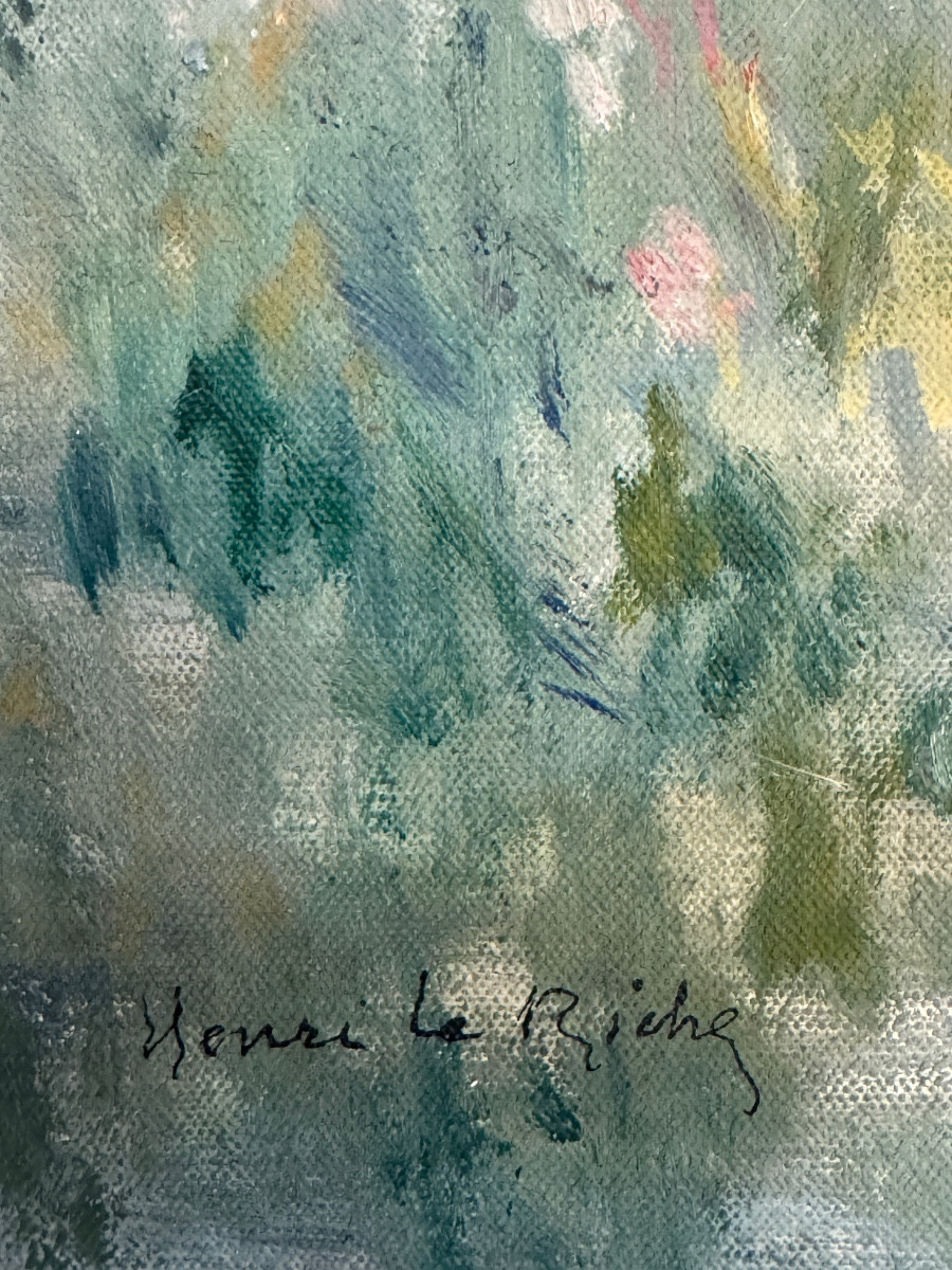 Symbolist Painting Of A Nude Bather, Henri Le Riche (1868-1944)-photo-4