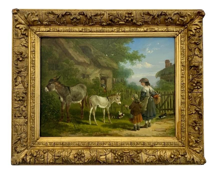 Cottage Scene With Figures And Donkeys, Attributed To William Shayer (1787-1879)