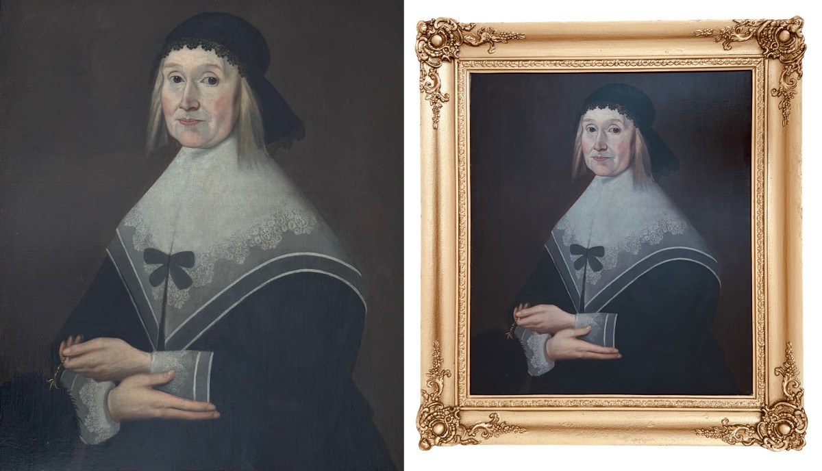 Portrait Of A Woman Holding A Black Feather Fan, 17th Century Dutch School -photo-2