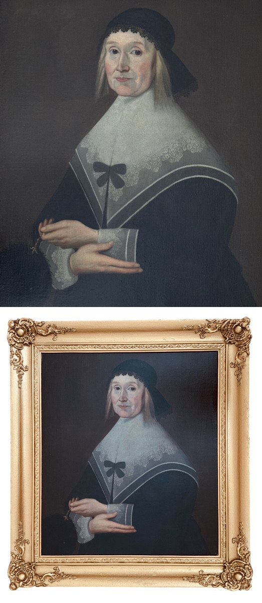 Portrait Of A Woman Holding A Black Feather Fan, 17th Century Dutch School -photo-5