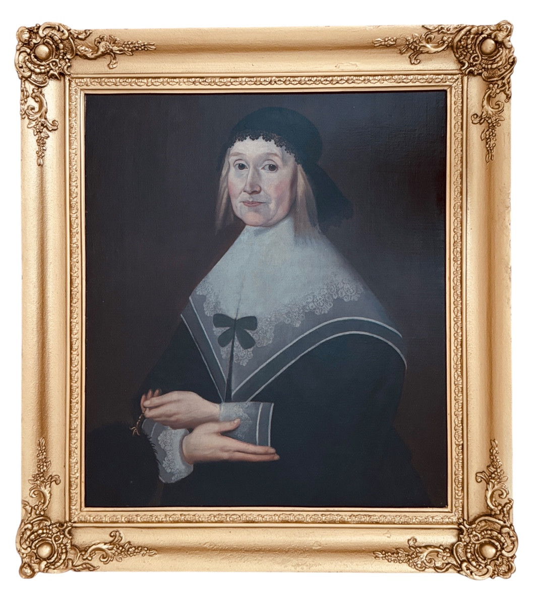 Portrait Of A Woman Holding A Black Feather Fan, 17th Century Dutch School -photo-7