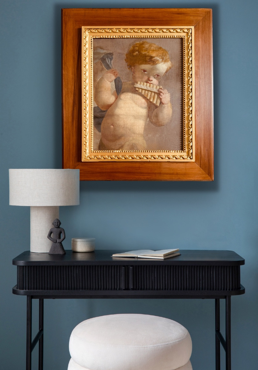 Putto jouant de la flûte de Pan, manière d'Antonio Zucchi (1726-1796)-photo-3