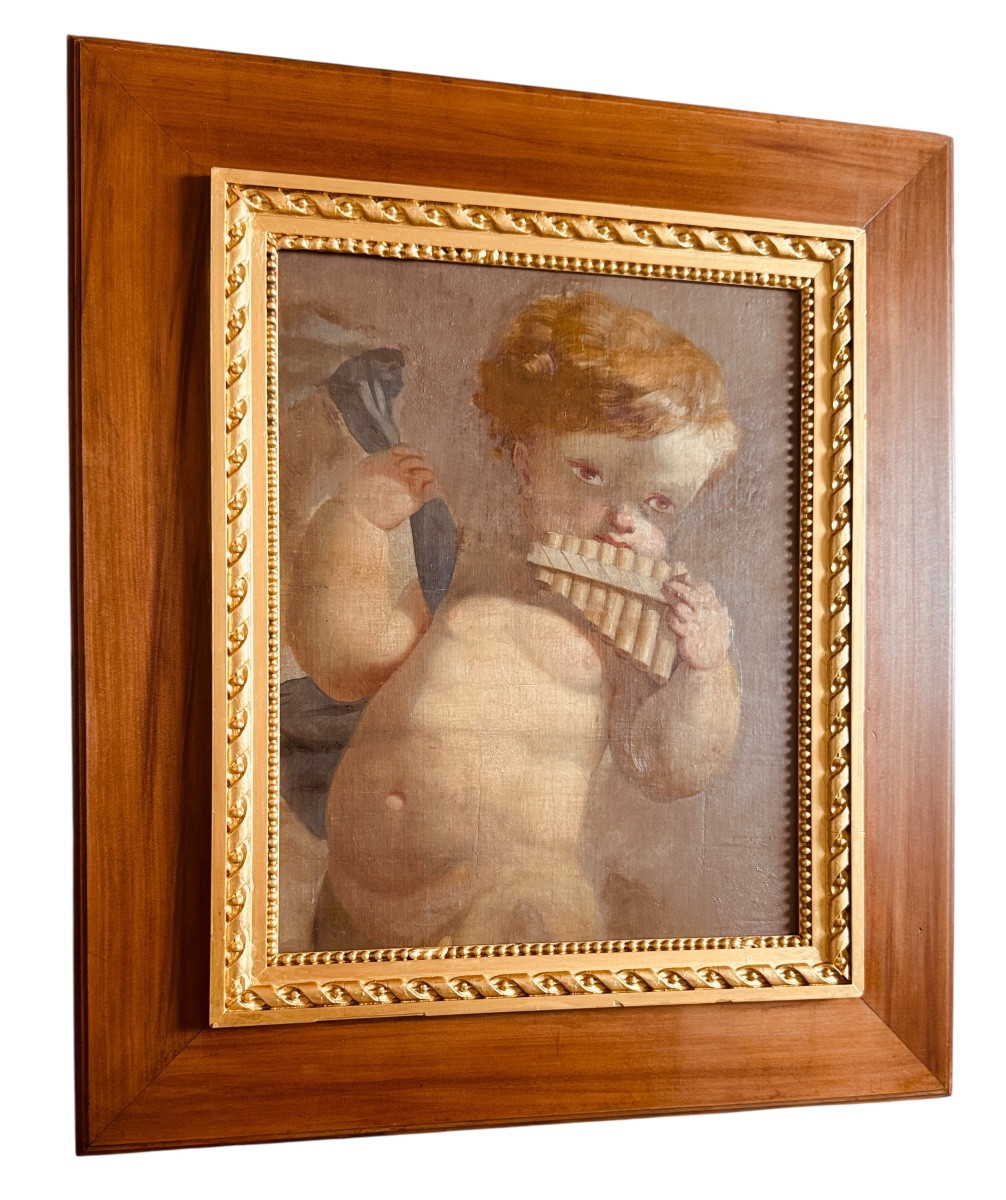Putto jouant de la flûte de Pan, manière d'Antonio Zucchi (1726-1796)-photo-4