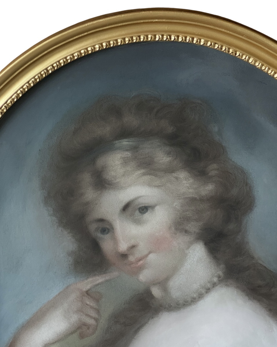 An Early  19th Century French School Oval Portrait Of An Attractive Young Woman-photo-1