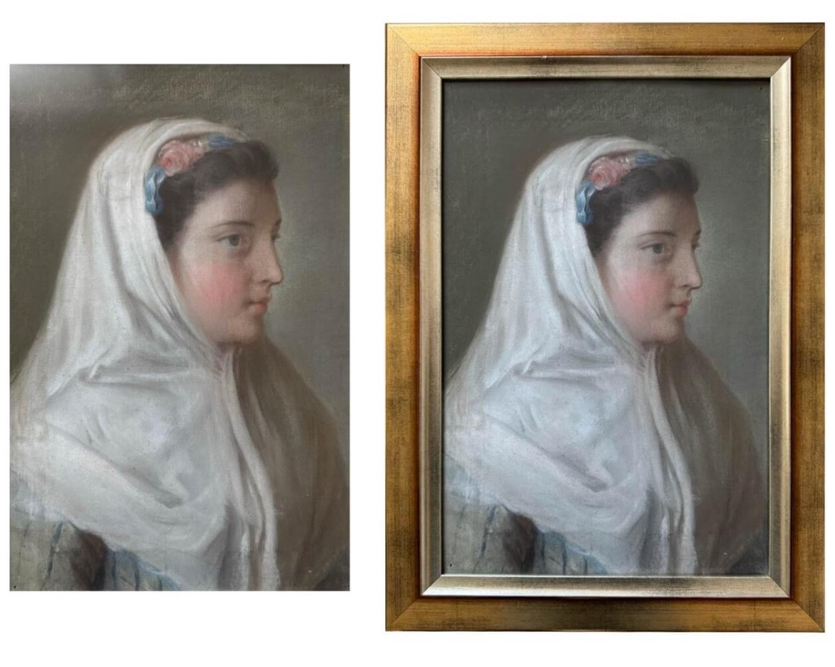 Portrait d'une dame en buste,  École italienne du XVIIIe siècle-photo-3