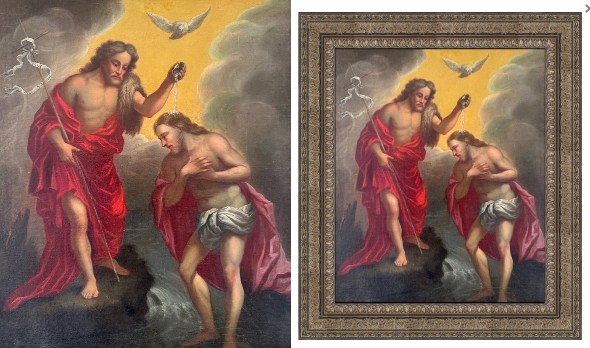 The Baptism Of Christ, 17th -18th Century French Old Master School  -photo-2