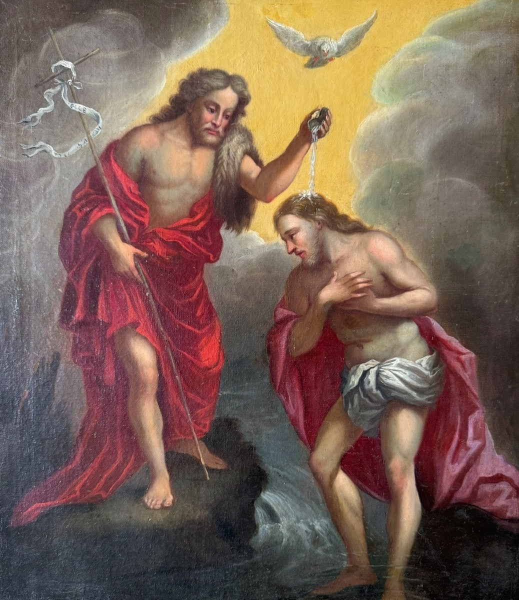 The Baptism Of Christ, 17th -18th Century French Old Master School  -photo-7