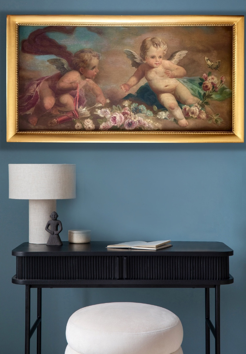 Two Putti With Flowers And Butterfly, Circle Of François Boucher (1703-1770) -photo-2