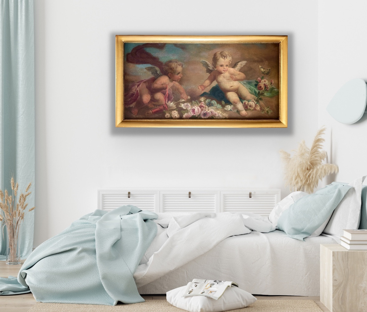 Two Putti With Flowers And Butterfly, Circle Of François Boucher (1703-1770) -photo-4