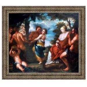 Bacchanale dans la forêt, (XVII) Cercle de Jacob Jordaens (1593-1678)