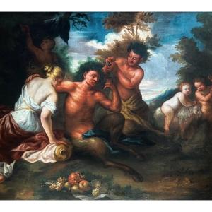 Faune couché d'après une bacchanale dans la forêt, (XVII) Cercle de Jacob Jordaens (1593-1678)