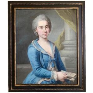 Jean-Étienne Liotard (1702-1789)  Entourage de -Portrait d'une dame de la Régence 