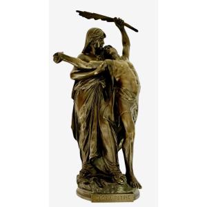 Eugène Marioton (1857 - 1933) Groupe en bronze de haute qualité "Gloria Patriae"