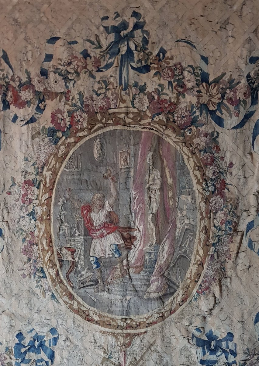 Tapisserie De Beauvais Du 18ème Siècle Avec Scène Mythologique De Pygmalion-photo-2