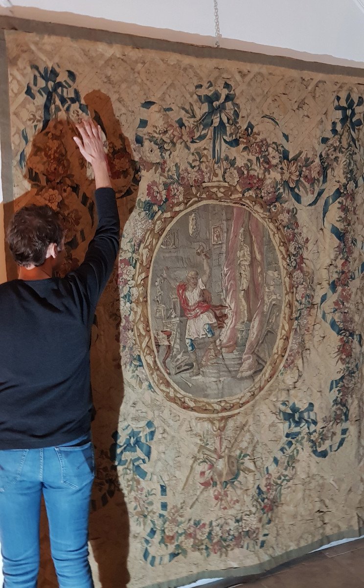 Tapisserie De Beauvais Du 18ème Siècle Avec Scène Mythologique De Pygmalion-photo-6