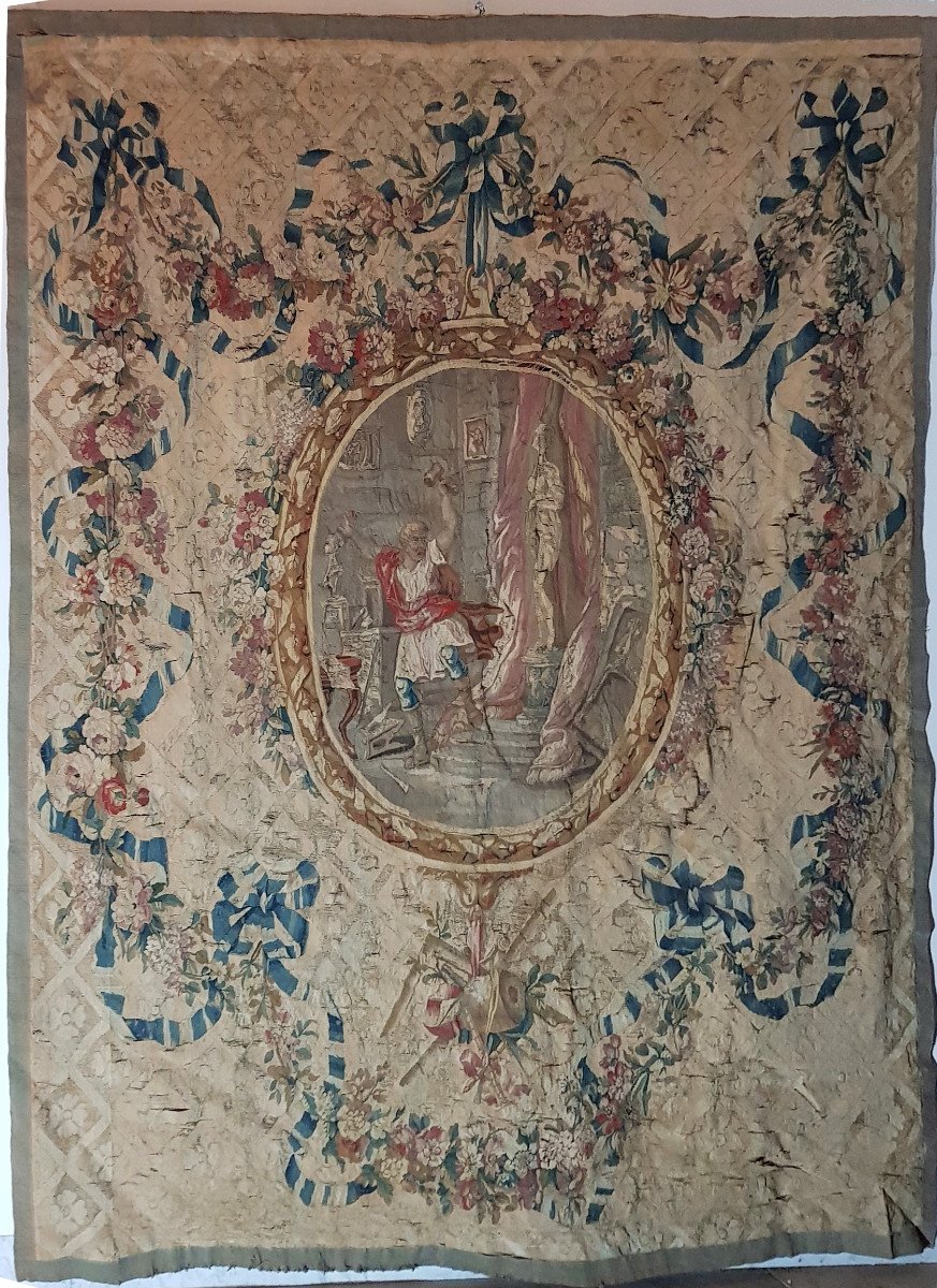Tapisserie De Beauvais Du 18ème Siècle Avec Scène Mythologique De Pygmalion