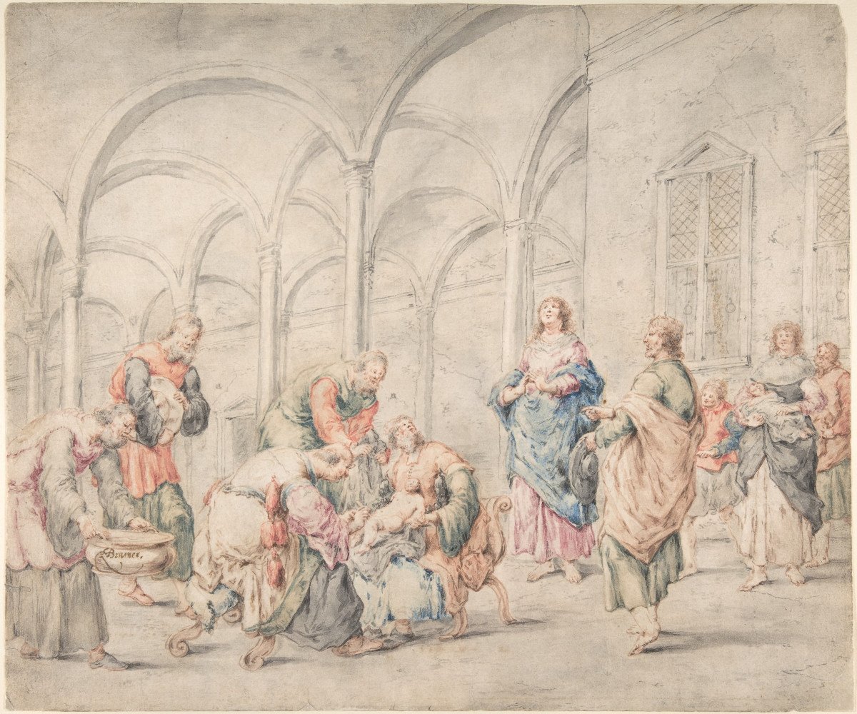 Old Master Drawing By Leonaert Bramer (delft 1596 - 1674 Delft) The Circumcision Of Christ-photo-3