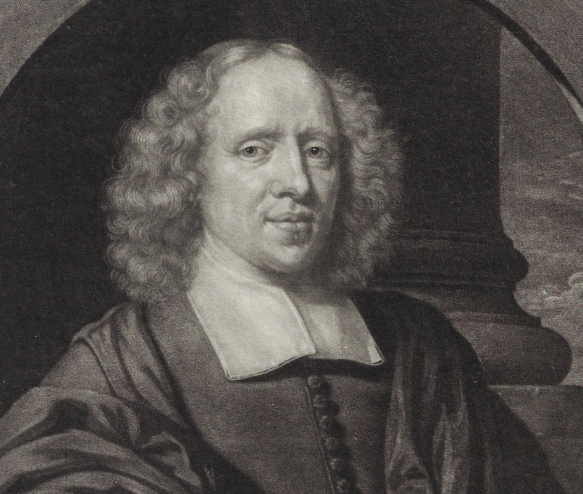 Mezzotinte Du 17e S Par Abraham Blooteling (1640-1690) Portrait De Henricus Van Born Vers 1685 -photo-3