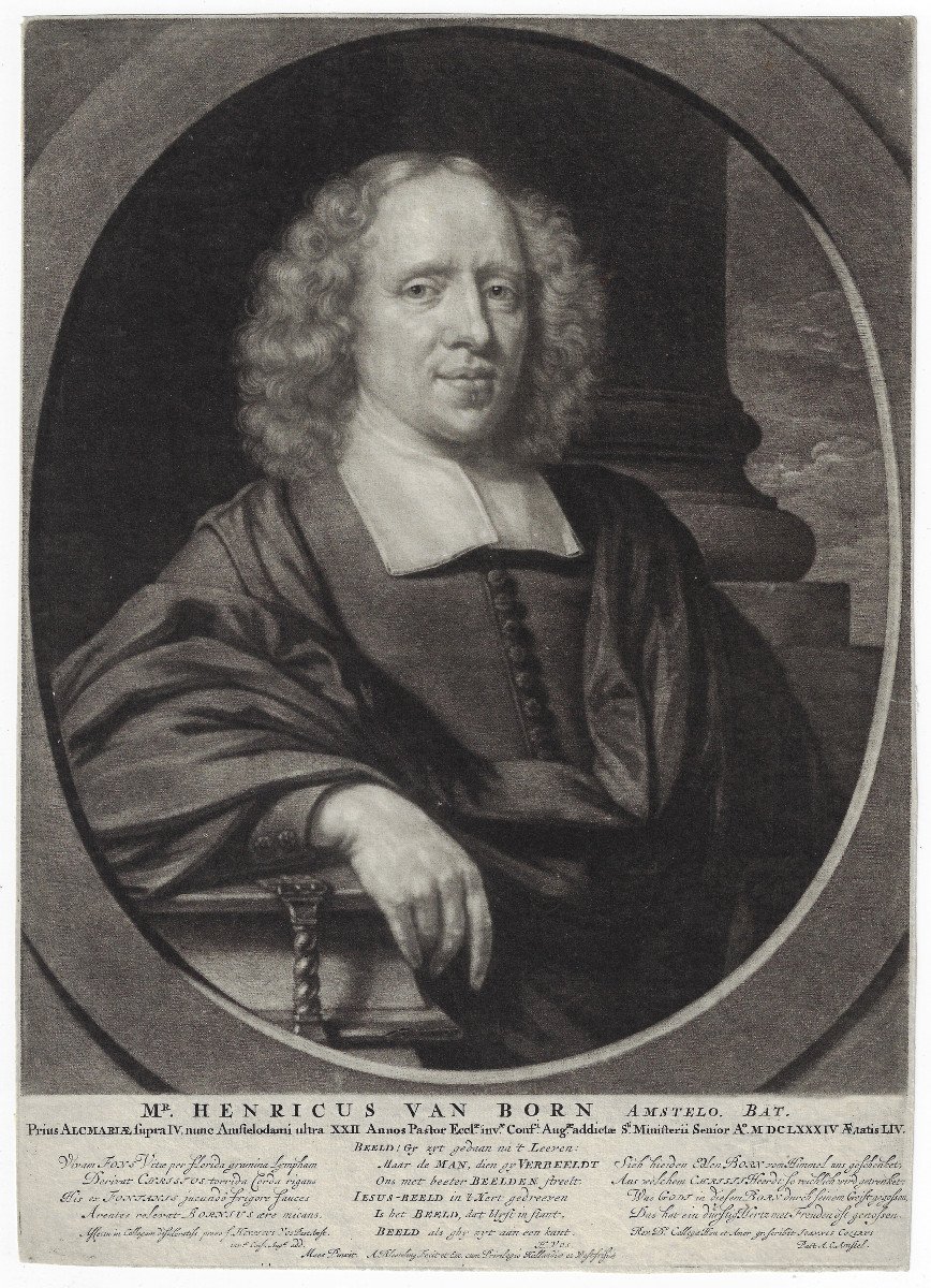 Mezzotinte Du 17e S Par Abraham Blooteling (1640-1690) Portrait De Henricus Van Born Vers 1685 