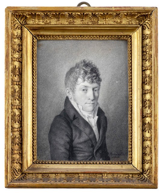 19th Century Drawing By Albert Christoph Reindel (1784-1853) Portrait Of A Young Man Dated 1806