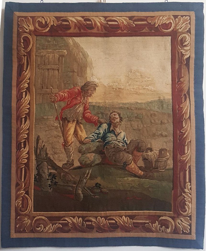18th Century “picture” Tapestry After David Teniers 86 X 72 Cm