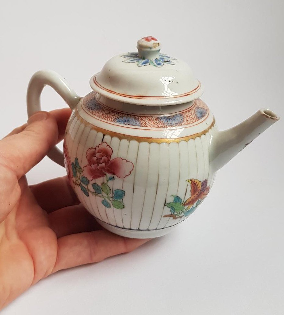 Théière En Porcelaine Chinoise Famille Rose Qianlong Du XVIIIe Siècle -photo-8
