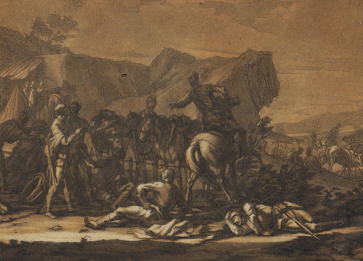 Magnifique Mezzotint Du 18ème Siècle Par Christian Rugendas (1708-1781) d'Après G.p. Rugendas-photo-3