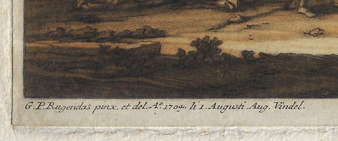 Magnifique Mezzotint Du 18ème Siècle Par Christian Rugendas (1708-1781) d'Après G.p. Rugendas-photo-1