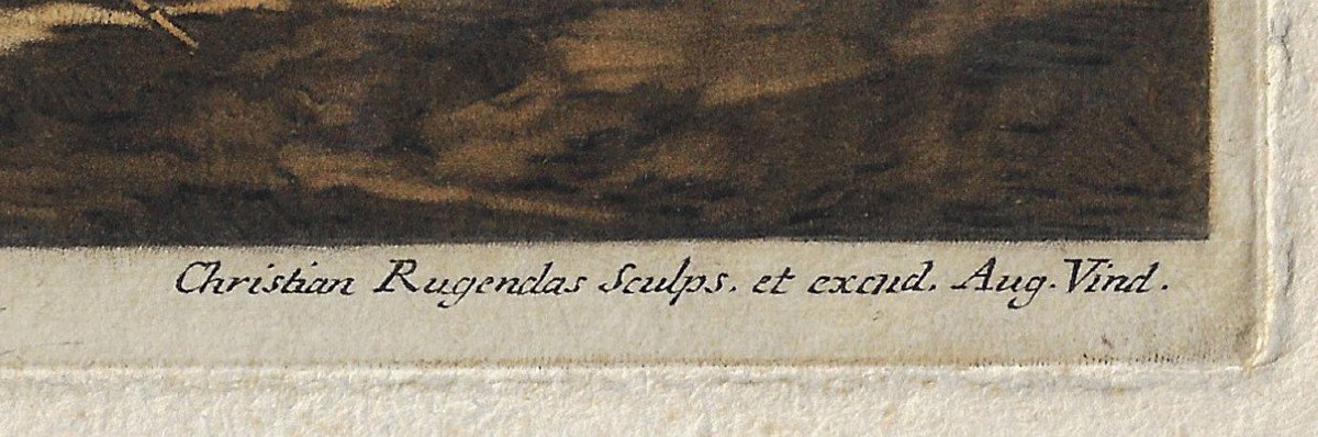Magnifique Mezzotint Du 18ème Siècle Par Christian Rugendas (1708-1781) d'Après G.p. Rugendas-photo-2