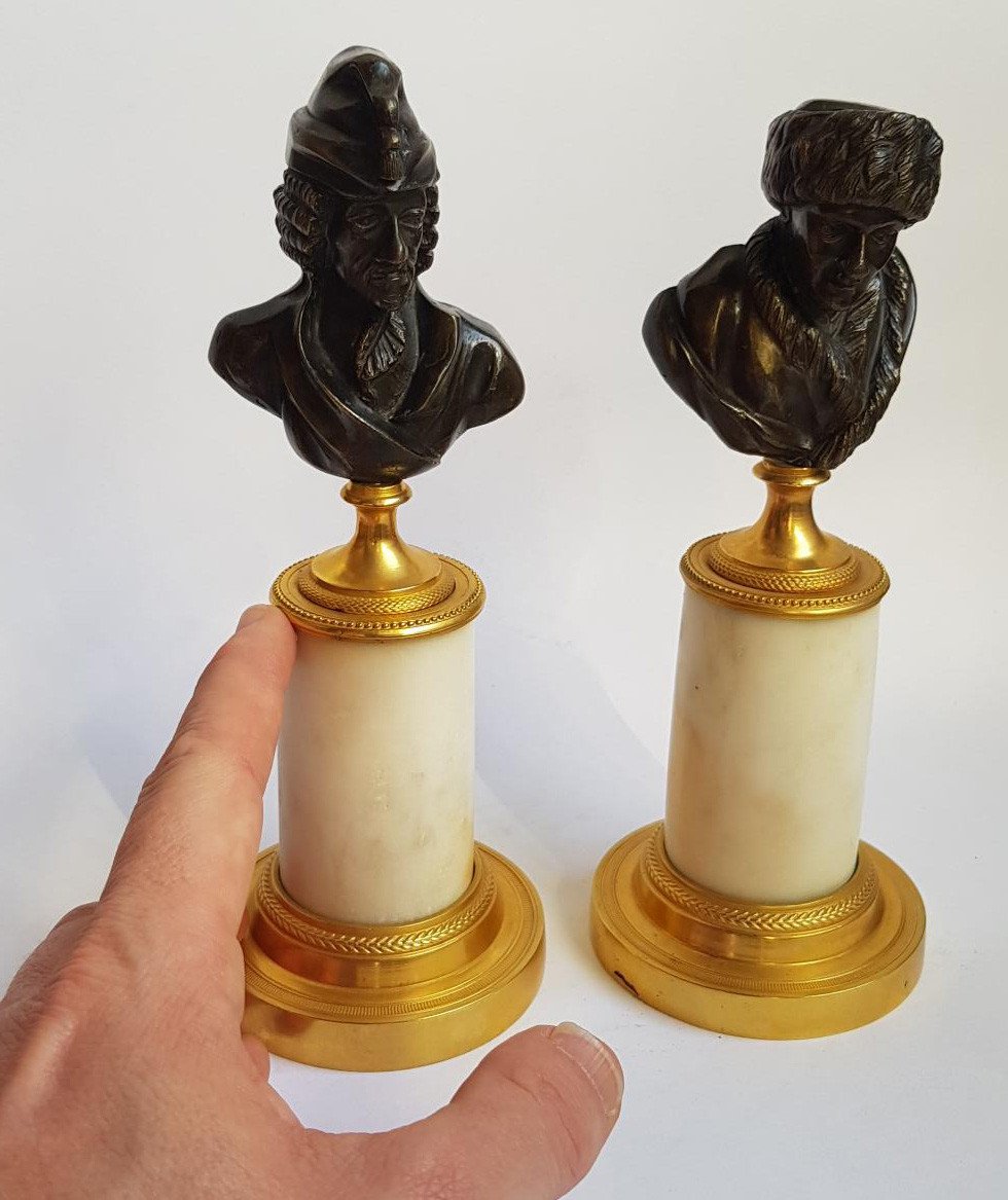 Paire De Bustes En Bronze Et Marbre: Voltaire Et Rousseau, XVIIIe Siècle Français Vers 1770 -photo-8