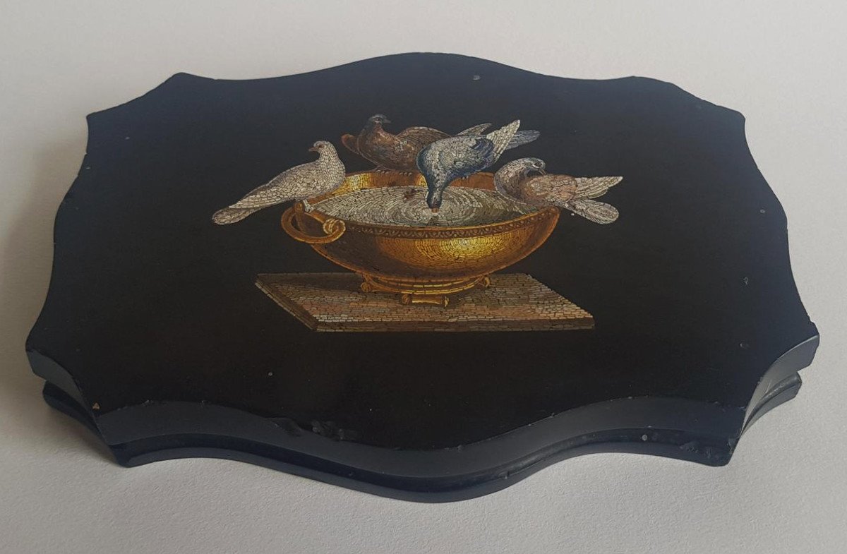 Italian 19th Century Grand Tour Micromosaic Presse Papier Paperweight Doves Of Pliny -photo-3