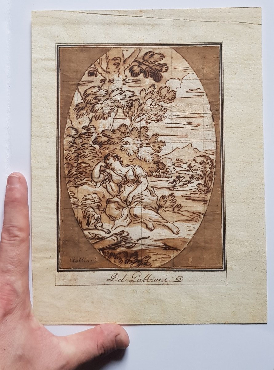 Antonio Domenico Gabbiani (Florence 1652–1726) La Déesse Diane - Dessin ancien 17e/18e Siecle-photo-2