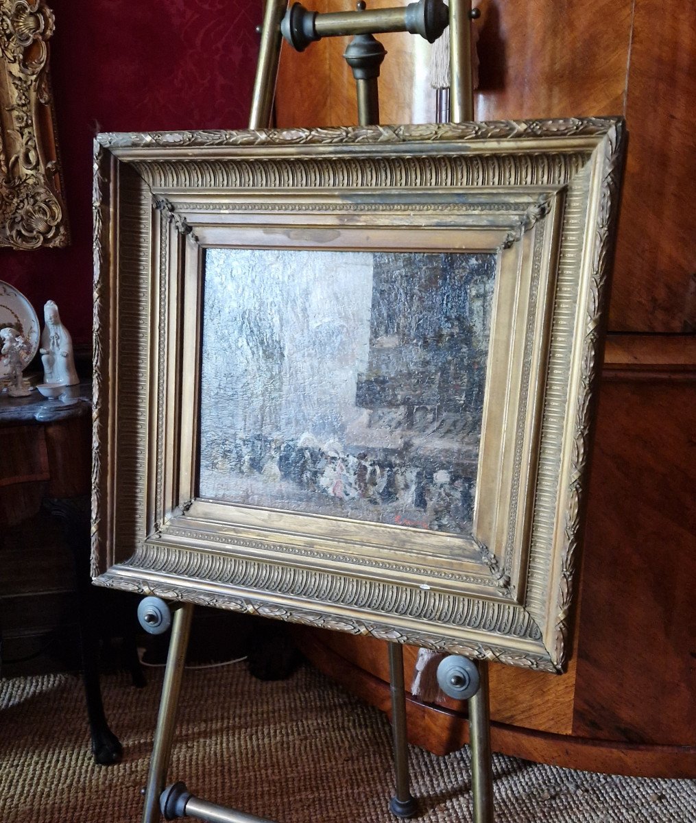 Peinture Impressioniste Par Jules Marcel Lenoir (montauban 1872–1931) - Boulevard à Paris-photo-3