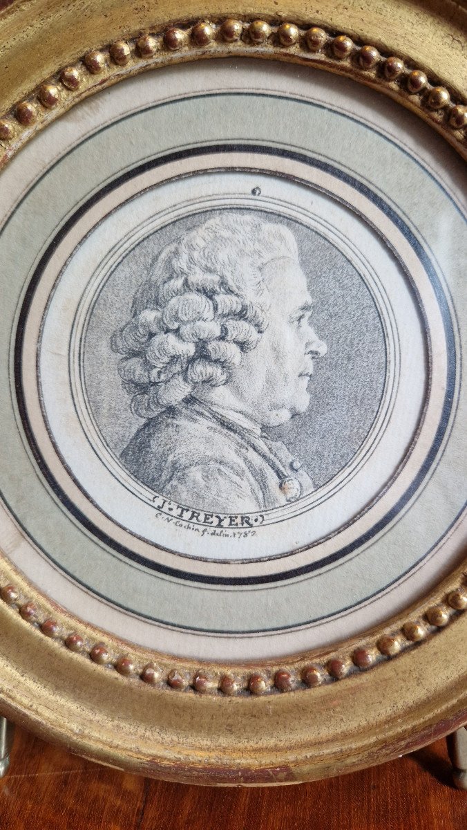 Dessin XVIIIe Par Ch-n Cochin (paris 1715–1790) Portrait Du Facteur De Clavecin J. Treyer-photo-4