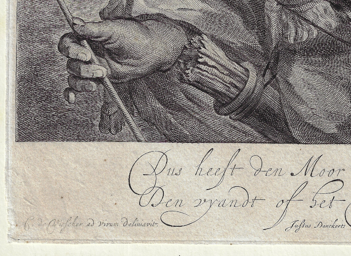 The “black Archer”: Rare 17th-century Dutch Engraving By Johannes Visscher C.1670-photo-4