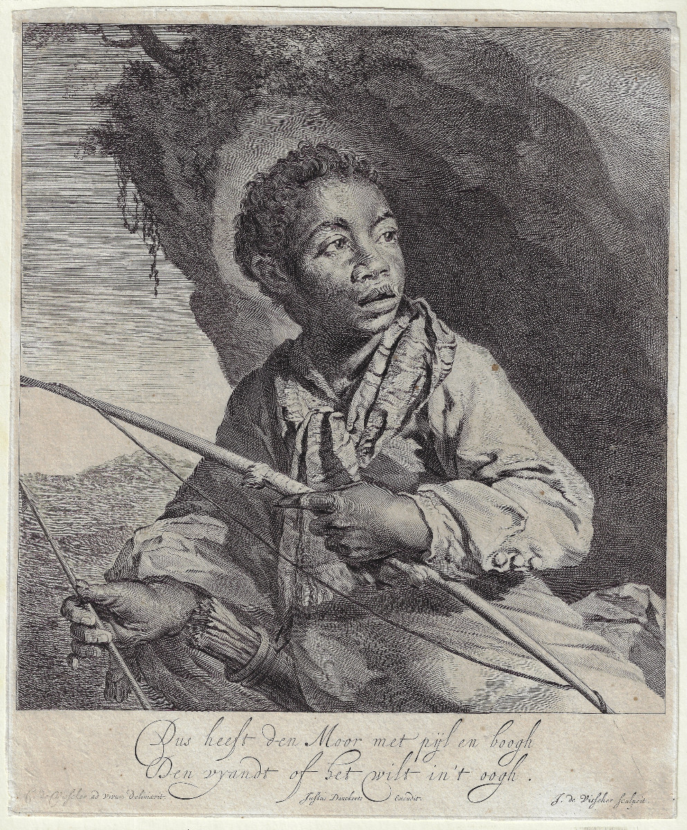 The “black Archer”: Rare 17th-century Dutch Engraving By Johannes Visscher C.1670