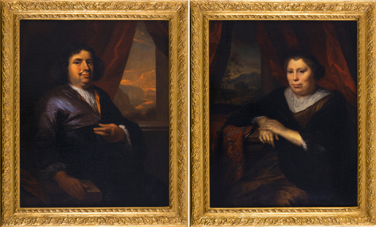   Arnold Boonen (Dordrecht 1669 –1729)  Portraits d'un gentilhomme et dame