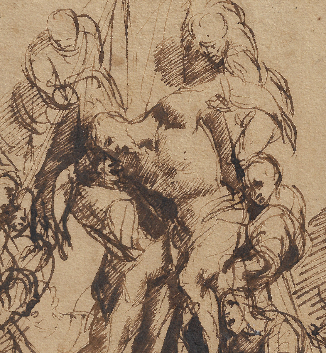 17th Century Old Master Drawing School Of Rembrandt, Circa 1640-1650 The Descent From The Cross-photo-2