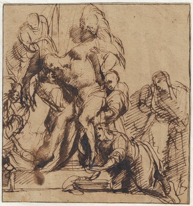 17th Century Old Master Drawing School Of Rembrandt, Circa 1640-1650 The Descent From The Cross