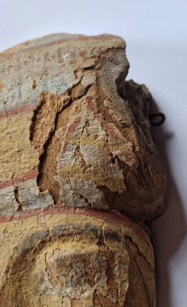 Egyptian Mummy Mask Polychromed Wood Late Dynastic Period Circa 700-300 Bc-photo-5